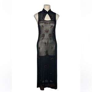 90’s Vivienne Tam sheer floral beaded maxi dress